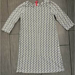 Vineyard Vines Girls Long Sleeve Dress Whale Logo All Over Navy/White Medium
